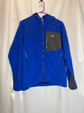 The North Face Cobalt Blue Hooded Fleece with Grey Chest Pocket - Boys size XL